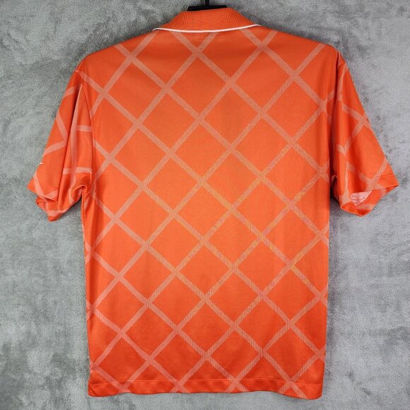 Mens Orange Nike Golf Polo Shirt Short Sleeve Diamond Print Fit Dry Size XL - Picture 8 of 11